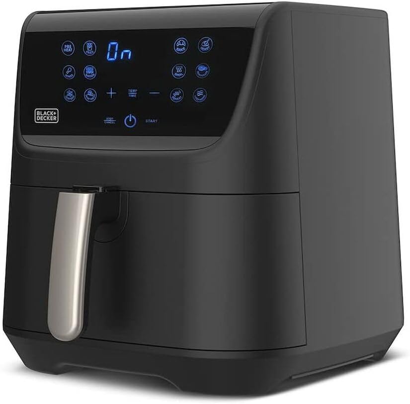 Black & Decker BXAF5500E Air Fryer - moderni aparat za prženje na vrućem vazduhu sa velikim kapacitetom i naprednim funkcijama.